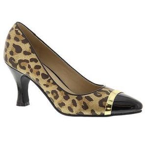 Bellini Zephra Gold/Black Leopard Print Heels